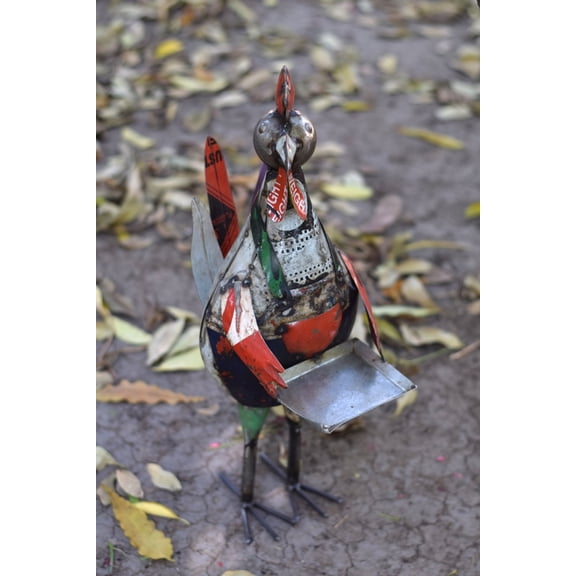 De Kulture Works Iron Rooster With Tray Decorative Collectible Figurine Showpiece Decoration