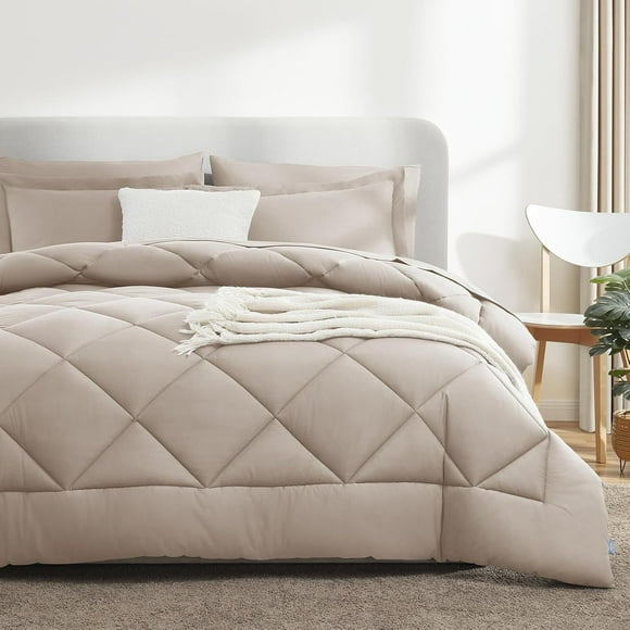 suxuMhao Quilted Diamond Pattern King Bedding Sets, King Size Comforter Set, Bed Comforter Set with Quilt Cover and Pillowcases - 3 Pieces,1 Quilt Cover: 104×90IN, 2 Pillowcases: 20×30IN, Khaki