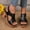 Black, variant on Womens Chunky Heeled Sandals, Hollow Out Thick Sole Peep Toe Summer Fashion Dressy Pumps Shoes Brown US9