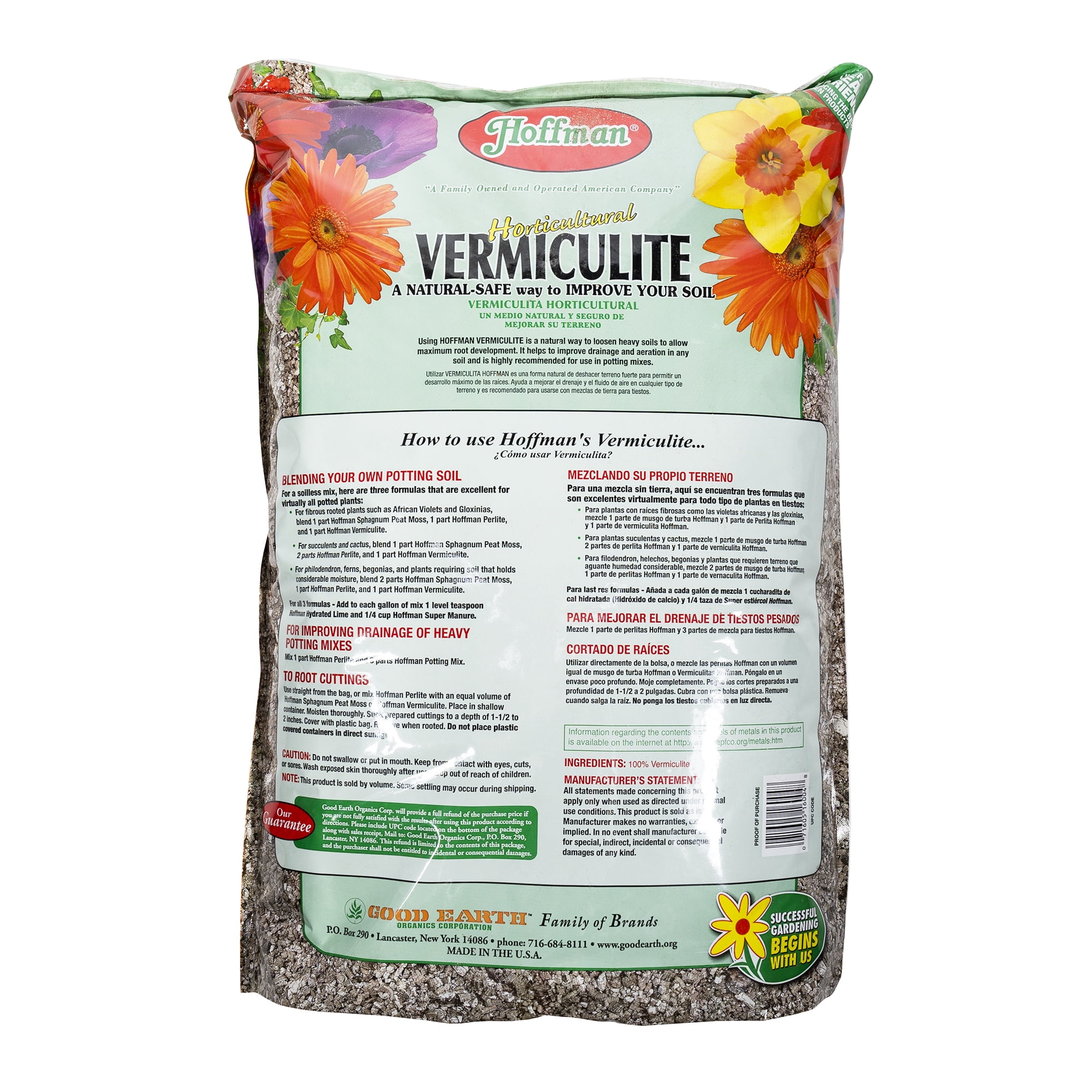 Hoffman Horticultural Vermiculite Lightweight Garden Soil Conditioner for Aeration and Moisture Retention, 18qt