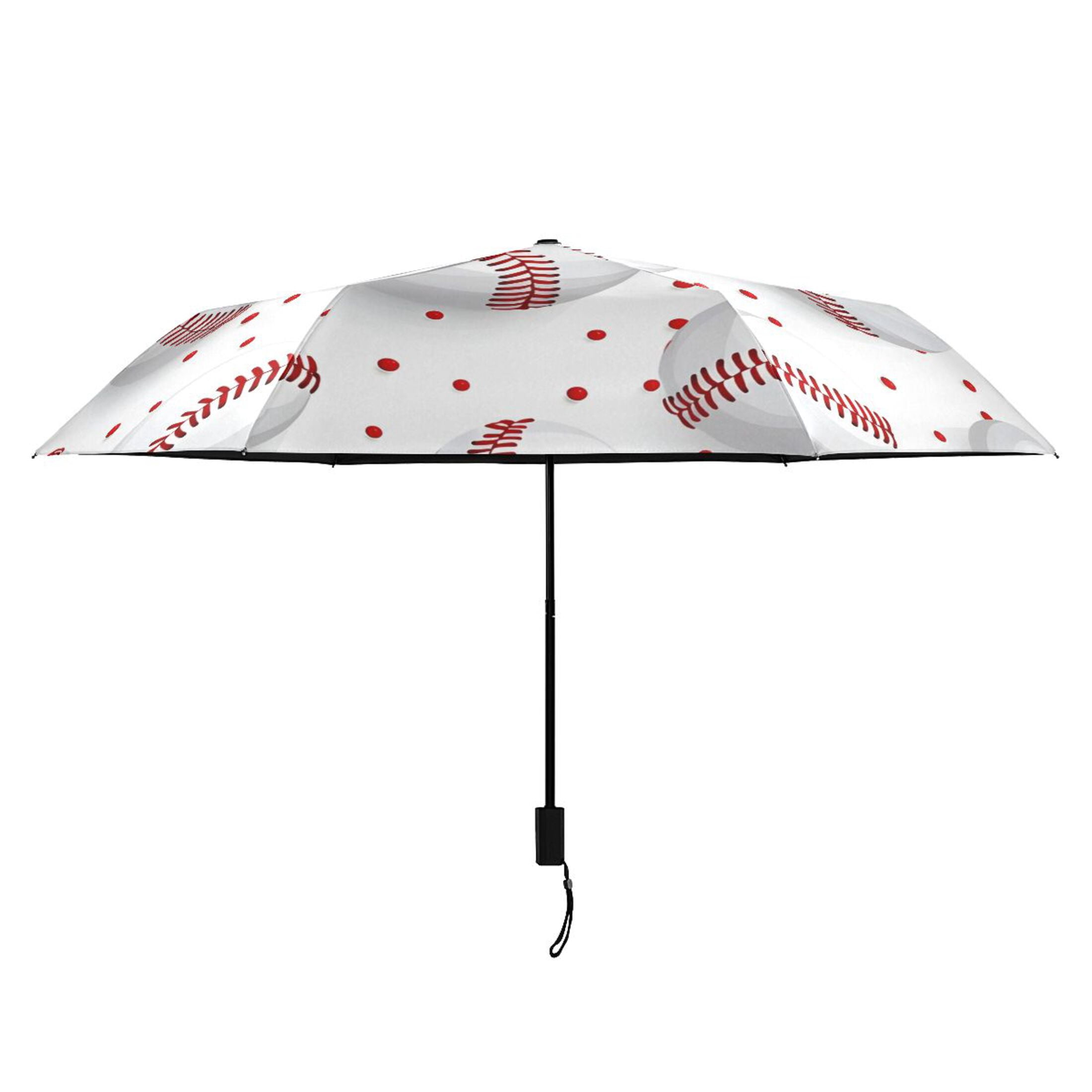 ALAZA Baseball on White UPF 50+ Compact Folding Umbrella for Rain Travel Umbrella Packable