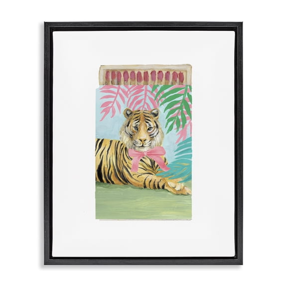 Stupell Industries Tropical Tiger Matchbook Black Framed Floater Canvas Wall Art, design by Lanie Loreth