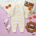 thumbnail image 7 of qiiinnHk 1st Halloween Baby Boy Girl Outfit Pumpkin Embroidered Sweater Knit Bubble Romper Cute Baby Halloween Onesie Fall Winter Clothes 1-3 Months,Beige, 7 of 7