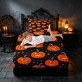 thumbnail image 5 of Homewish Cartoon Pumpkin Lantern Twin Sheets, Funny Halloween Bedding, Black Orange, 3-Piece (1 Flat Sheet, 1 Fitted Sheet and 1 Pillowcase), 5 of 6