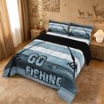 thumbnail image 2 of meiyoeat Go Fishing Stripe King Size Comforter Sets For Kids,Blue Wood Fishing Comforters King Size For Boys,Black Reversible,3Pcs, 2 of 7