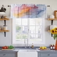 thumbnail image 4 of Pink Yellow Blue Abstract Valances for Windows, Modern Art Wave Light Filtering Kitchen Curtains, Rod Pocket Window Valance Curtains for Living Room Bedroom, 42" W x 12" L, 2 Panels, 4 of 9