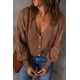 thumbnail image 5 of Casual cuello en V sólido cárdigan abierto por delante suéter de punto de tres botones invierno otoño abrigo versátil suelto blusa Top, 5 of 5