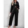 thumbnail image 2 of KelaJuan Women Pants Suit, Elegant Long Sleeve Shirt with Elastic Waist Pants Solid Office Outfit, 2 of 6