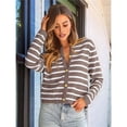 thumbnail image 5 of Women's Lightweights Button Down Long Sleeve Casual Crew Neck Soft Knit Cardigan Sweater Tops White Nutmeg M, 5 of 9