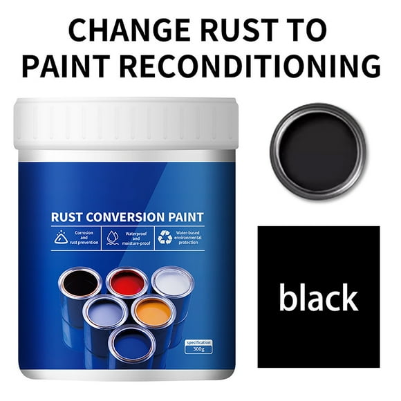 Iumwxz Weather Proof Rust Converter Paint For Metal Water-based Reduce-rust Paint Metal Paint Rust-free Rust-conversion Paint Color Steel Tile Renovations 300g Black Plastic Deals on home
