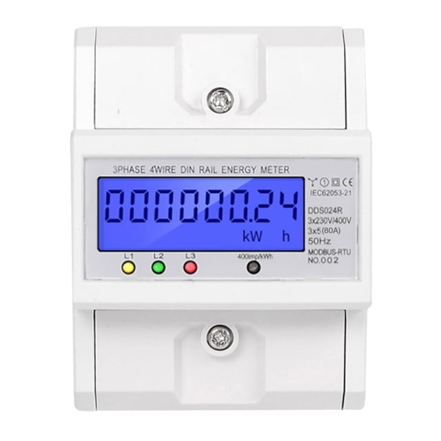 Vatímetro electrónico, medidor de energía trifásico de 4 cables con pantalla LCD, medidor de energía de riel DIN, máxima confiabilidad
