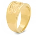 thumbnail image 2 of Large 21mm 14k Gold Plated Pipe-Cut Band w/Diamond-Cut Eagle Ring, Size 14, 2 of 7