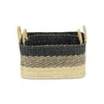 thumbnail image 4 of Contemporary Home Living Set of 2 Beige and Black Galla Weave Rectangular Basket, 15", 4 of 6