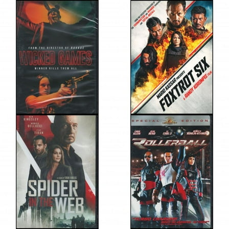 Assorted 4 Pack DVD Bundle: WICKED GAMES : FOXTROT SIX : Spider In The Web : Rollerball Special Edition