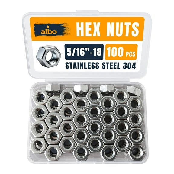 Hex Nuts Stainless Steel 304 100 Pcs 5/16"-18