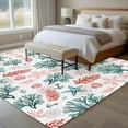 thumbnail image 5 of Coral Shell Washable Living Room Rugs 5'x8', Watercolor Pink Green Red Coral Starfish Anchor Low Pile Throw Large Area Rug Non-Slip Sturdy Edge Binding Carpet for Living Room Kitchen Office, 5 of 9