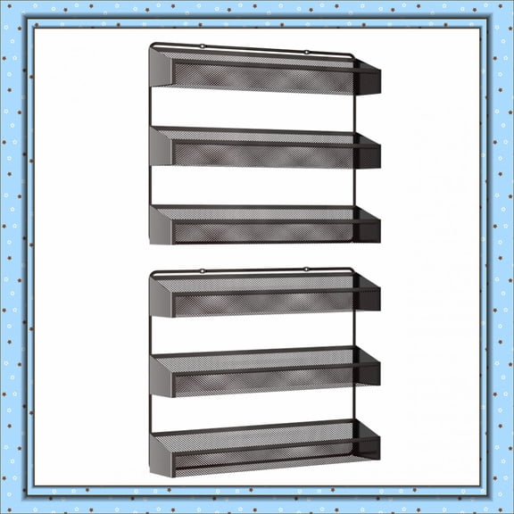 Fuleadture Set of 2 3 layer Wall Spice Rack for Kitchen-(Bronze)