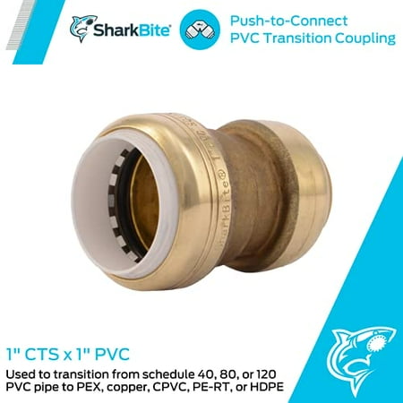 SharkBite Fitting 1 inch inch CTS, Connector to Copper, PEX, CPVC, HDPE...