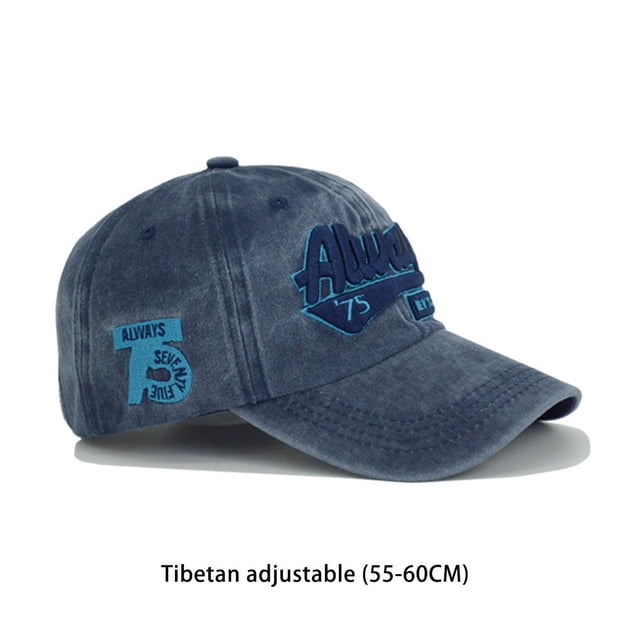 ziyahi Baseball Cap Snapbacks Hat Summer Headwear Men Retro Style Letter Washed Unisex Craftsmanship Breathable Spring Navy Blue