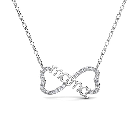 Cate & Chloe Lisa 18k White Gold Plated Infinity Mom Heart Necklace with Swarovski Crystals for Women