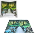 thumbnail image 3 of Tapestry, Polyester Fabric Home Decoration Exquisite Workmanship Forest Landscape Pattern Hanging Blanket Skin-friendly  For Living Room 150x150cm, 3 of 8
