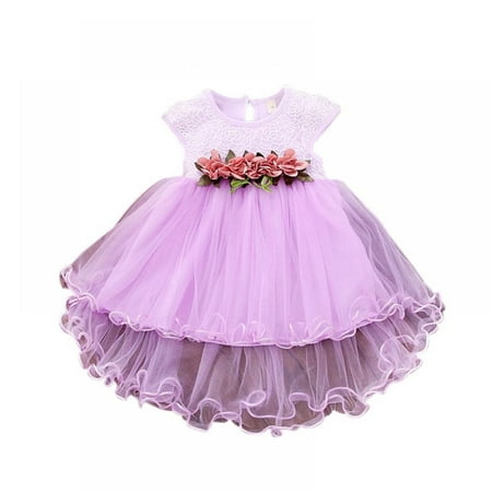 

Flower Baby Girl Lace Dress Toddler Tulle Sleeveless Bow Princess Party Wedding Pageant Bridesmaid (0-2T)