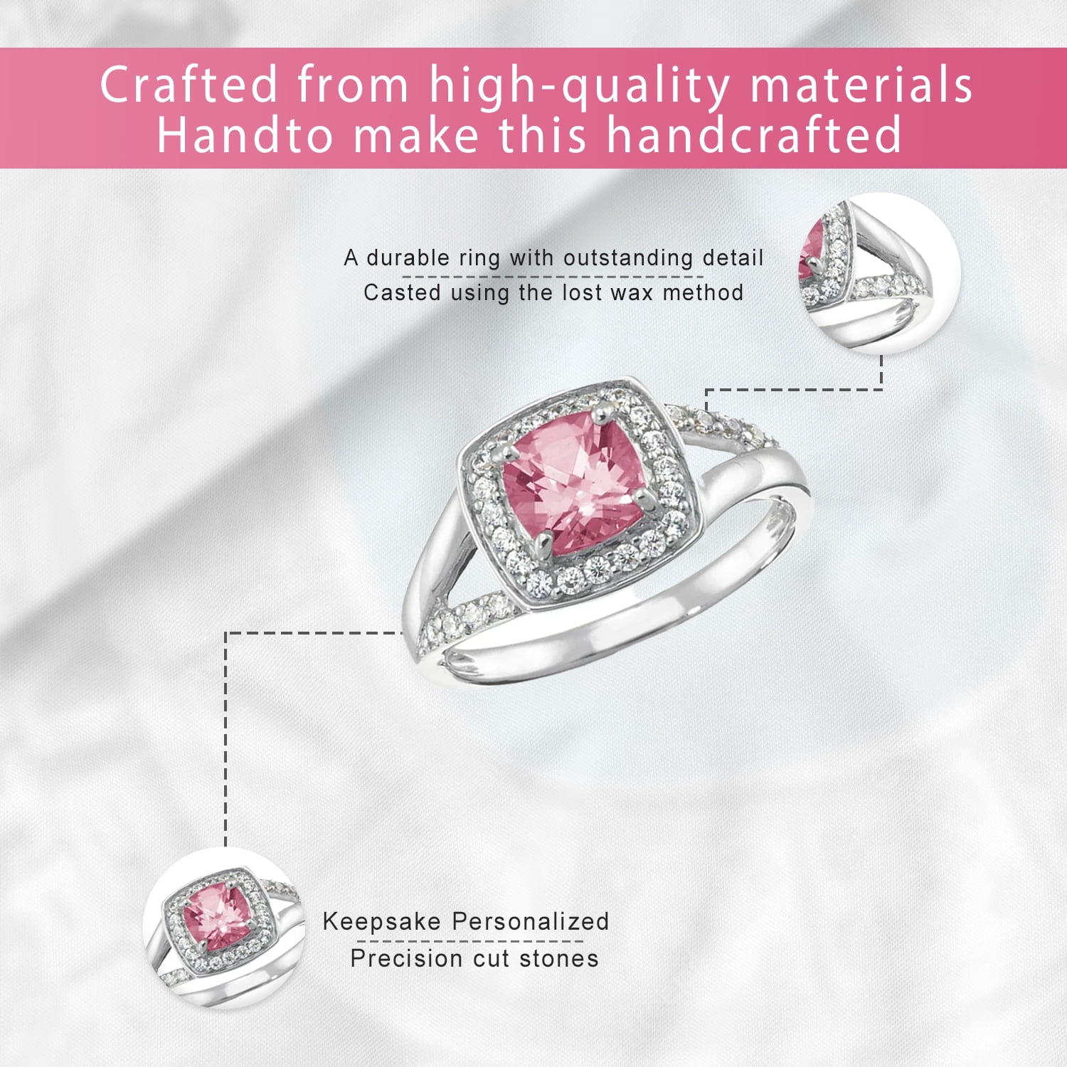 Personalized Women's Fashion Class Ring available in Valadium, Silver Plus, 10k and 14k Yellow and White Gold