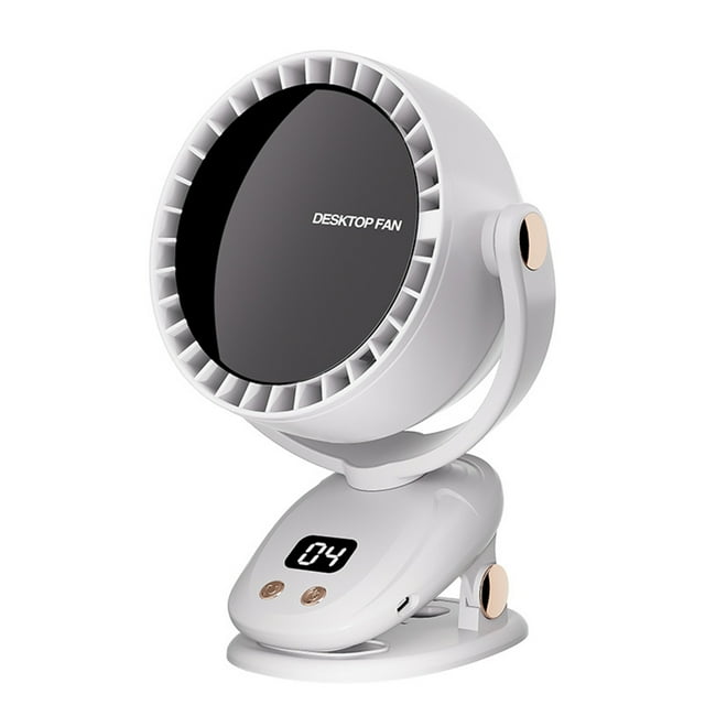 Matsuzay Ventilador de escritorio USB con control de 6 velocidades y ahorro de energía para acampar, silencioso, recargable y portátil. Electrodomésticos blanco