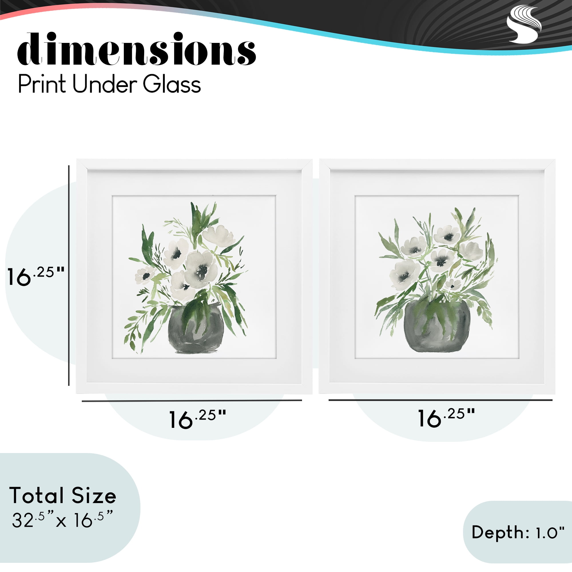Stupell Industries White Anemone Vases 2 Piece White Framed Print Under Glass Set, design by Lucille Price
