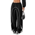 thumbnail image 3 of Womens Parachute Pants Y2K Wide Leg Cargo Sweatpants Waist Jogger Pants with Pockets Black XL, 3 of 9