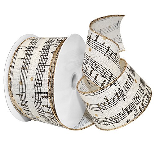 Morex Ribbon Wired Polyester Christmas/Holiday & Winter Themed Ribbon, 2.5" x 20 Yd, Melody (7715.60/20-815)