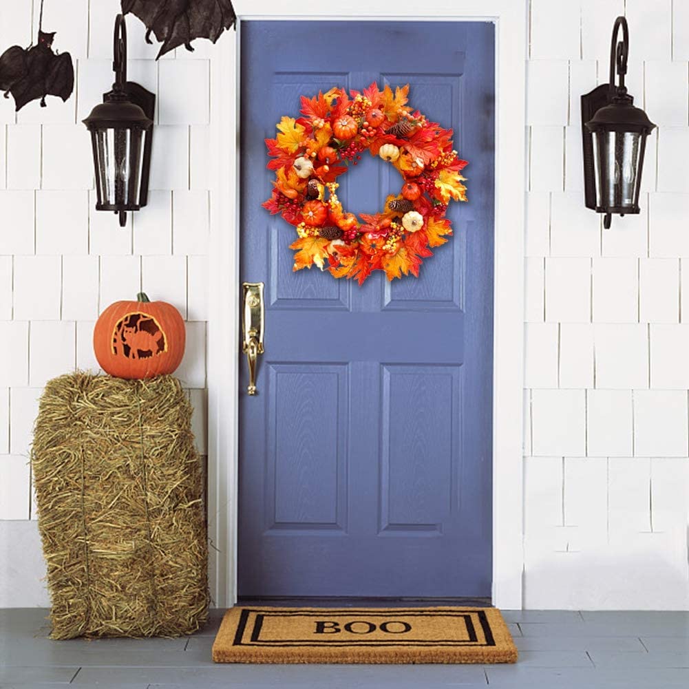 Couronne D'automne Lumineuse Pour Porte – Décoration De Thanksgiving Avec Guirlande LED, Résistante Aux Intempéries – Pour Extérieur Et Intérieur