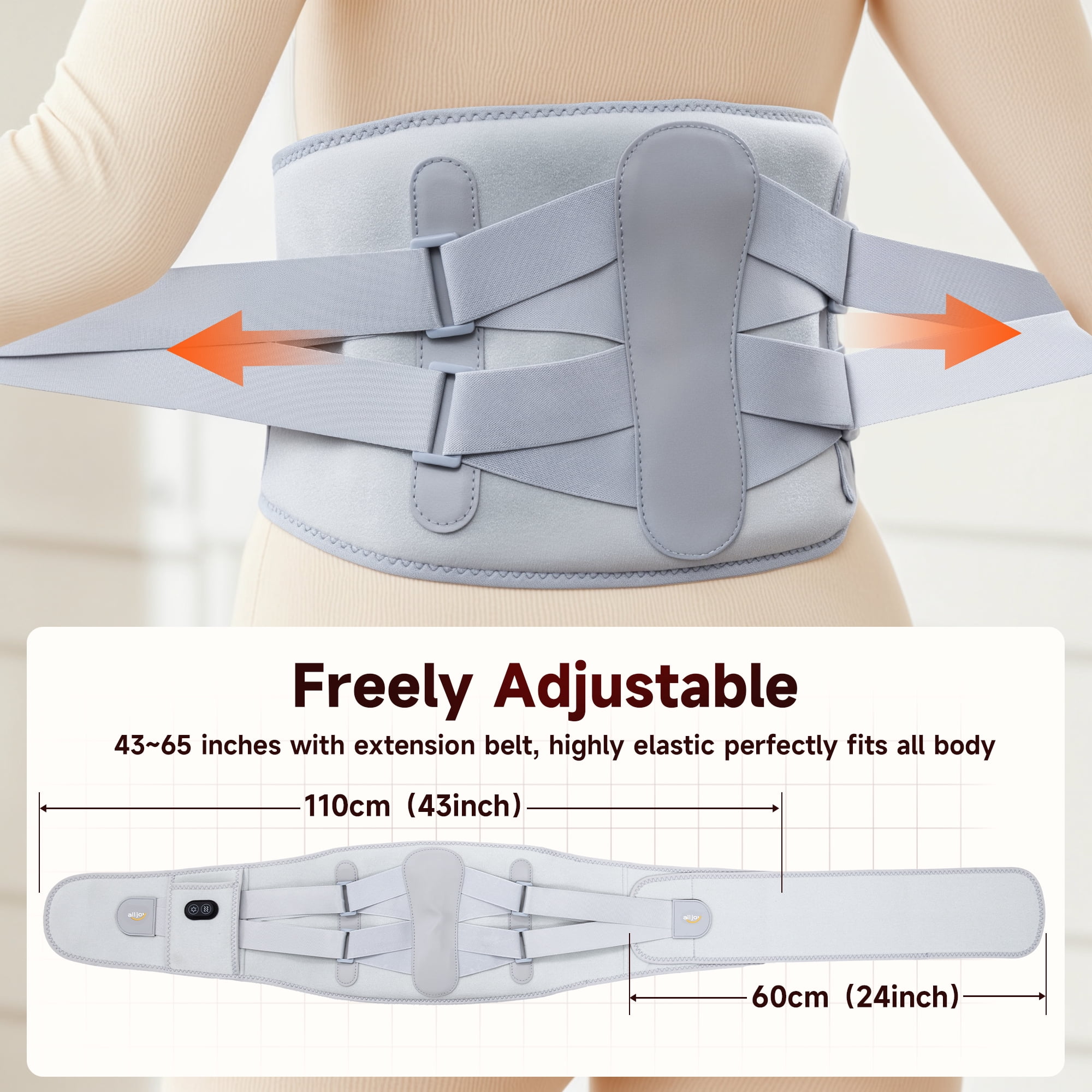 ALLJOY 67" Cordless Heating Pad for Back Pain Relief, 10000mAh Lower Back Massager with 3 Heat 3 Vibration, Gifts for Mom Women Men Dad