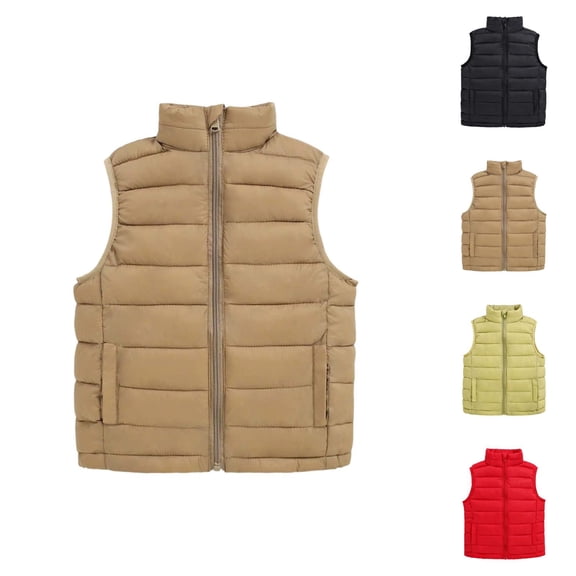 Boys Lightweight Quilted Vest Outerwear Insulated Sleeveless Jacket For Kids And Youth With Stand Collar Easy Wear