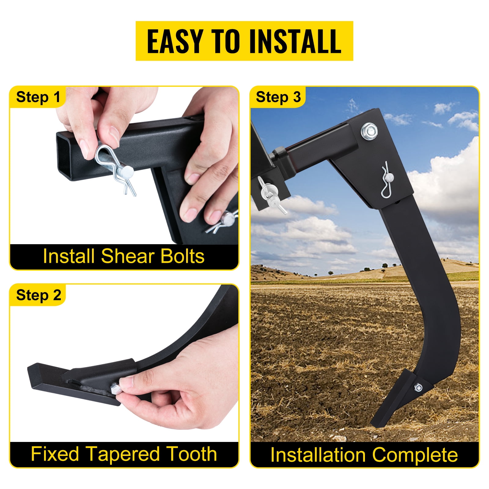 VEVOR Hitch Mounted Ripper Box Scraper 18" Shank Fit for 2" Receiver Adapters