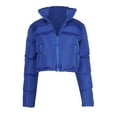 thumbnail image 3 of symoid Womens Coats & Jackets- Fashion Solid Stand-up Collar Cardigan Down Jacket Outerwear Padded Coat Blue L, 3 of 7