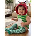 thumbnail image 3 of RUINIXCW Newborn Baby Boy Girl Halloween Caterpillar Costume Infant Baby Boy Fall Winter Clothes Sleeveless Hooded Stripe Zipper Romper and Stockings, 3 of 10
