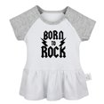 thumbnail image 5 of Pack of 2, AB CD & Born To Rock Funny Dresses For Baby, Newborn Babies Skirts, Infant Princess Dress, Toddler Frocks (Gray Raglan Dresses, 6-12 Months), 5 of 5