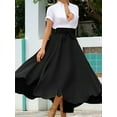 thumbnail image 2 of Osfvolr Women'S Elegant High Waist Casual Irregular Bohemian Maxi Dress with Pockets Black L, 2 of 7