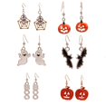 thumbnail image 1 of 6 pares de pendientes de Halloween, pendientes colgantes de Halloween para mujer, pendientes de calabaza, telaraña o murciélago para niñas, disfraces de fiesta de Halloween, 1 of 5
