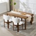 thumbnail image 3 of Mid Century Modern Dining Chairs Set of 4, Brown Upholstered Farmhouse Kitchen Chairs with Wood Legs and Padded Back, Armless Accent Chairs for Dining Room, Living Room, Beige, 3 of 8