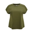thumbnail image 4 of DARING DIVA Women's Plus Short Sleeve Lace Trim Blouse 4X Army Green, 4 of 5
