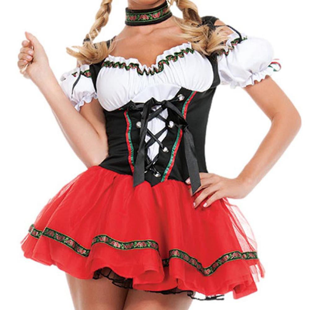 Imshie Adult Ladies Oktoberfest Beer Bavarian Fancy Dress Costume German Barmaid And Maid