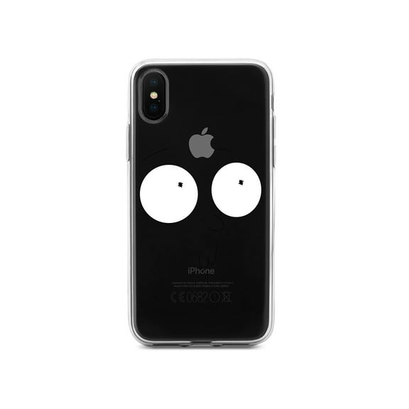 DistinctInk Clear Shockproof Hybrid Case for iPhone XS Max (6.5" Screen) - TPU Bumper, Acrylic Back, Tempered Glass Screen Protector - "Awh Jeez" Face