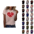 thumbnail image 1 of T-shirts pour Femmes de la Saint-Valentin 2026 Mode Manches Courtes Col Rond avec Cœur Graphique, 1 of 4
