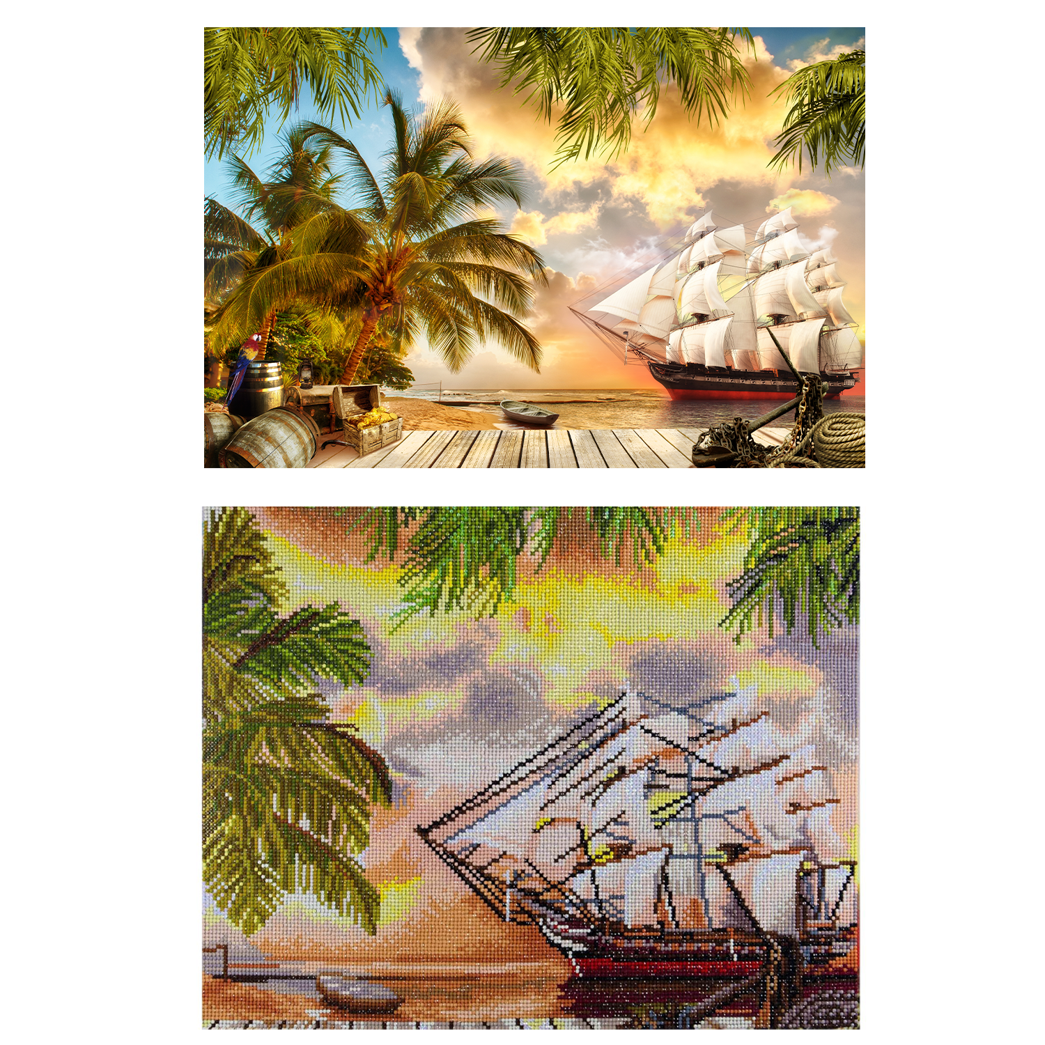 Diamond Art By Leisure Arts Diamond Painting Kits For Adults 14"X16" Advanced Pirate Ship, Full Drill, Art Kits, Dimond Art, For Adults, Kit