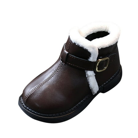 

PEASKJP Baby Booties Baby Boy Girl High Top Shoes Toddler First Walker Warm Winter Crib Shoes (Brown 24)