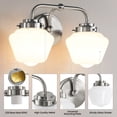 thumbnail image 6 of KAISITE 2-Light Metal Wall Sconces with Frosted White Lampshades, for Bathroom over Mirror, Silver, 6 of 10