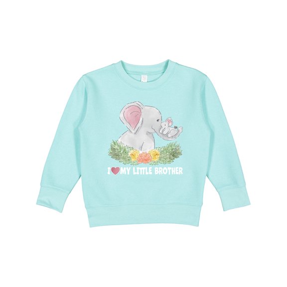 Inktastic I Love My Little Brother Elephant Family with Flowers Toddler Sweatshirt