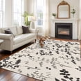 thumbnail image 2 of Black Grey Botanical Area Rugs 8'x10', Small Throw Rugs for Living Room Patio, Rustic Country Spring Floral Summer Leaf Indoor Outdoor Rug Non-Slip Low Pile Carpet Runner Reversible Floor Mats, 2 of 8